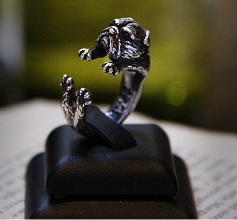 3D Retro English Bulldog Ring Men And Women Animal Wrap Adjustable Vintage Ring beautiful cute gift for girls