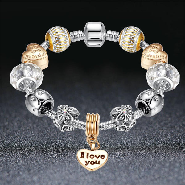 BELAWANG Authentic Heart Pendant Charm Bracelet with Murano Glass Beads Bracelets for Women Christmas Jewelry|Charm Bracelets|