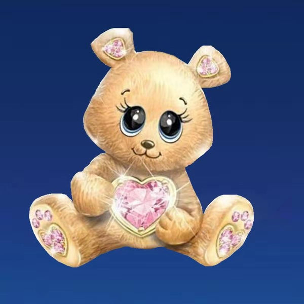 Cute Gold Teddy Bear with Crystal Zirconians Pendant Chain Necklace Jewelry