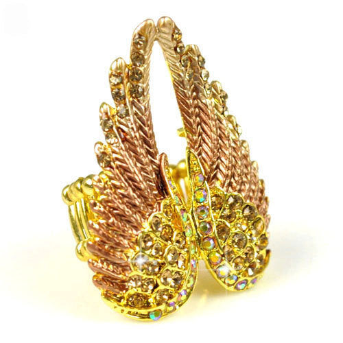 Exclusive Design Steampunk Austrian Rhinestone Fashion Angel Wing Ring Excellent Quality  (3 colors to chose from)