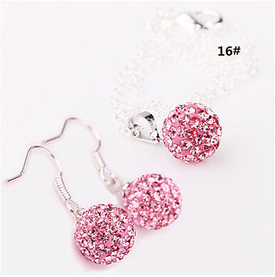 Hot New Jewelry Sets -  Crystal Pave Disco Ball Lever Back Earring & Pendant Necklace