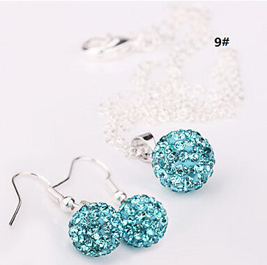 Hot New Jewelry Sets -  Crystal Pave Disco Ball Lever Back Earring & Pendant Necklace