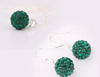 Hot New Jewelry Sets -  Crystal Pave Disco Ball Lever Back Earring & Pendant Necklace