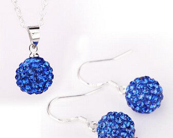Hot New Jewelry Sets -  Crystal Pave Disco Ball Lever Back Earring & Pendant Necklace