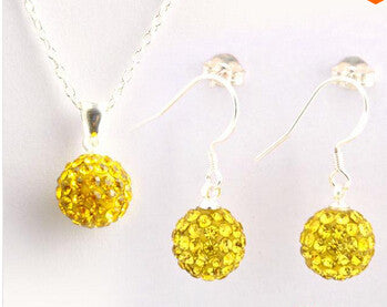 Hot New Jewelry Sets -  Crystal Pave Disco Ball Lever Back Earring & Pendant Necklace
