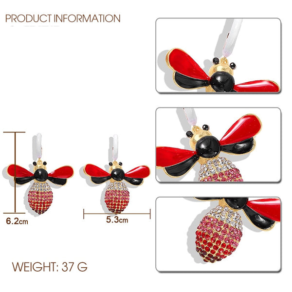JShine Multi color Crystal Rhinestone Drop Earrings Metal Enamel Bee Parrot Fruit Dangle Statement Earring Women Fashion Jewelry