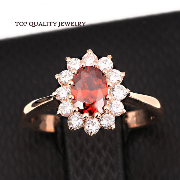 Top Quality Princess Kate Blue Gem Sapphire 18K White Gold Plated Crystal Ring (red also available)