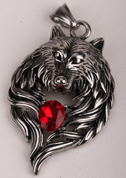 Wolf Stainless Steel Necklace Pendant W Chain Biker Heavy Jewelry Animal Charm