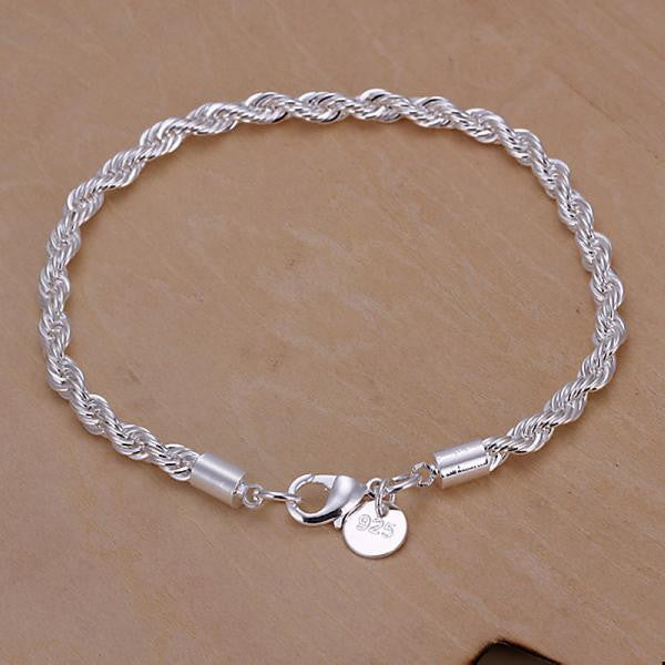 Beautiful Elegant Charm Rope Lovely Bracelet Silver Plated