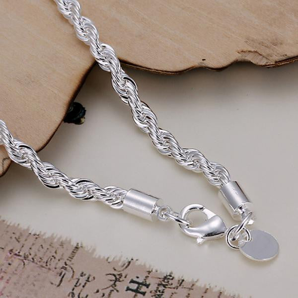 Beautiful Elegant Charm Rope Lovely Bracelet Silver Plated