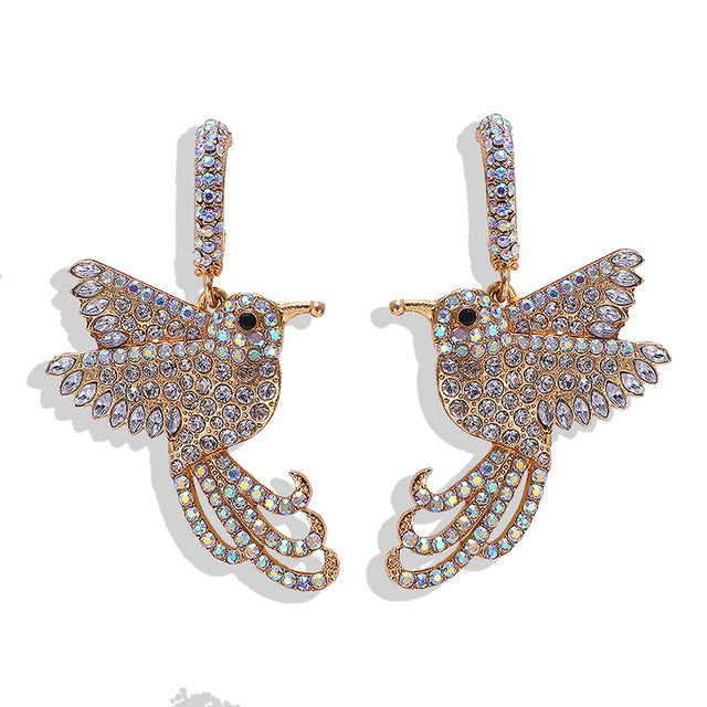 JShine Multi color Crystal Rhinestone Drop Earrings Metal Enamel Bee Parrot Fruit Dangle Statement Earring Women Fashion Jewelry