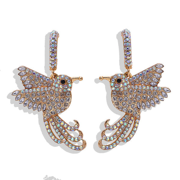 JShine Multi color Crystal Rhinestone Drop Earrings Metal Enamel Bee Parrot Fruit Dangle Statement Earring Women Fashion Jewelry