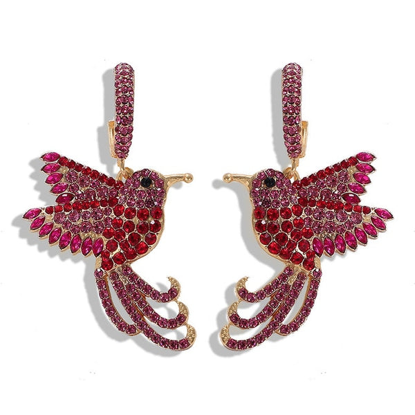 JShine Multi color Crystal Rhinestone Drop Earrings Metal Enamel Bee Parrot Fruit Dangle Statement Earring Women Fashion Jewelry