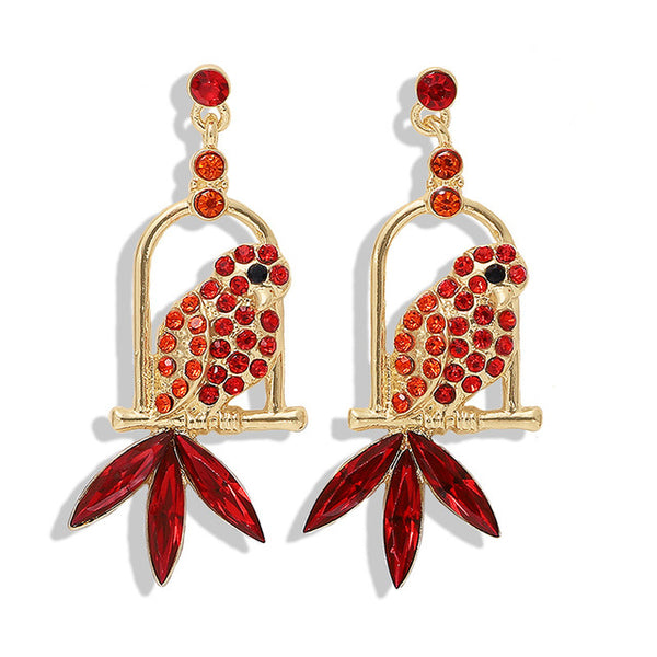 JShine Multi color Crystal Rhinestone Drop Earrings Metal Enamel Bee Parrot Fruit Dangle Statement Earring Women Fashion Jewelry