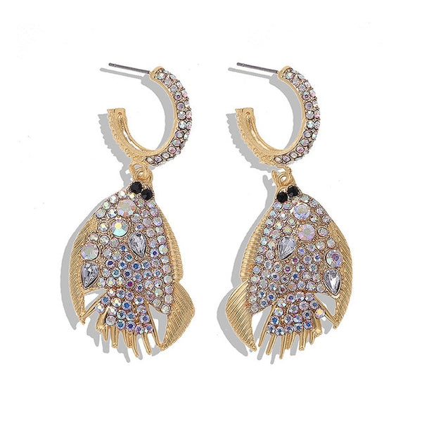 JShine Multi color Crystal Rhinestone Drop Earrings Metal Enamel Bee Parrot Fruit Dangle Statement Earring Women Fashion Jewelry
