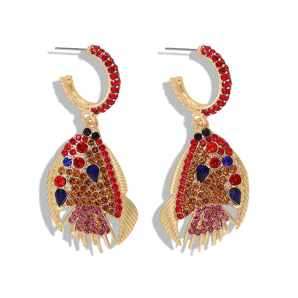 JShine Multi color Crystal Rhinestone Drop Earrings Metal Enamel Bee Parrot Fruit Dangle Statement Earring Women Fashion Jewelry