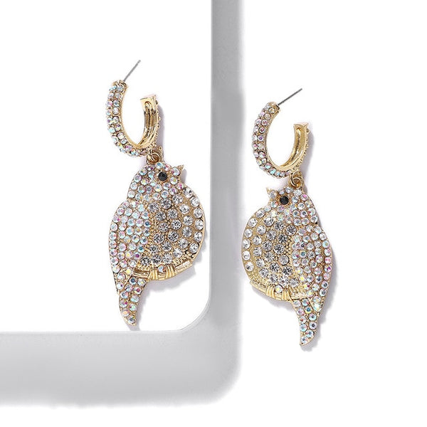 JShine Multi color Crystal Rhinestone Drop Earrings Metal Enamel Bee Parrot Fruit Dangle Statement Earring Women Fashion Jewelry