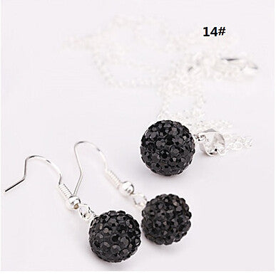 Hot New Jewelry Sets -  Crystal Pave Disco Ball Lever Back Earring & Pendant Necklace