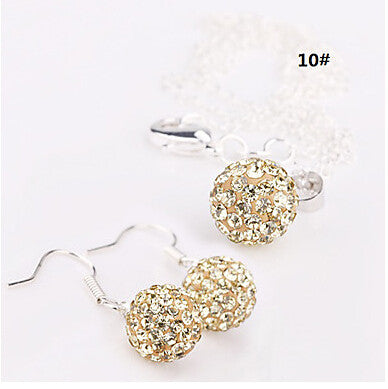 Hot New Jewelry Sets -  Crystal Pave Disco Ball Lever Back Earring & Pendant Necklace