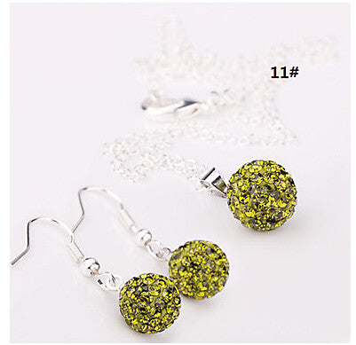 Hot New Jewelry Sets -  Crystal Pave Disco Ball Lever Back Earring & Pendant Necklace