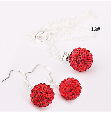 Hot New Jewelry Sets -  Crystal Pave Disco Ball Lever Back Earring & Pendant Necklace