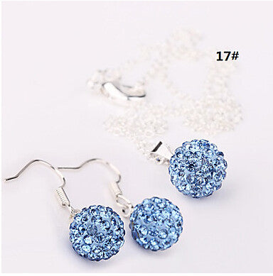 Hot New Jewelry Sets -  Crystal Pave Disco Ball Lever Back Earring & Pendant Necklace