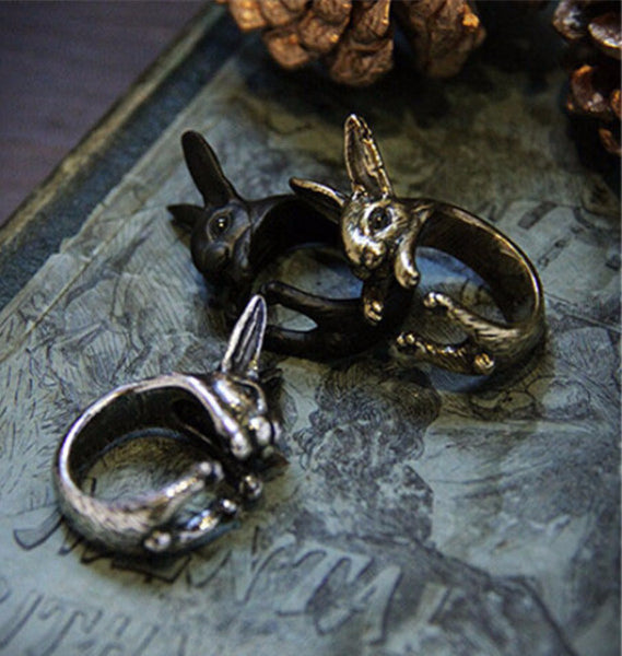Vintage Silver HandmadeCute Rabbit Ring