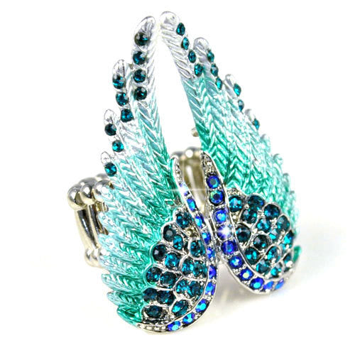 Exclusive Design Steampunk Austrian Rhinestone Fashion Angel Wing Ring Excellent Quality  (3 colors to chose from)
