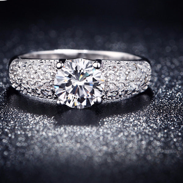 White Gold Plated Wedding Engagement RingCZ Diamond