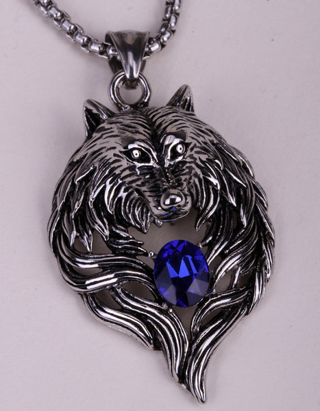Wolf Stainless Steel Necklace Pendant W Chain Biker Heavy Jewelry Animal Charm