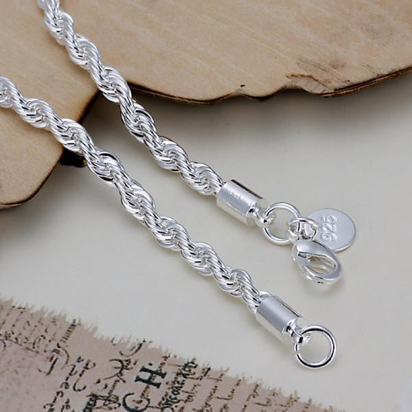 Beautiful Elegant Charm Rope Lovely Bracelet Silver Plated