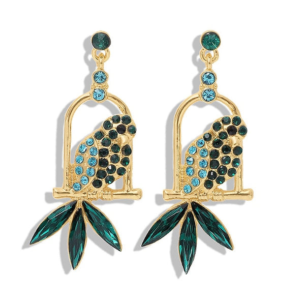 JShine Multi color Crystal Rhinestone Drop Earrings Metal Enamel Bee Parrot Fruit Dangle Statement Earring Women Fashion Jewelry