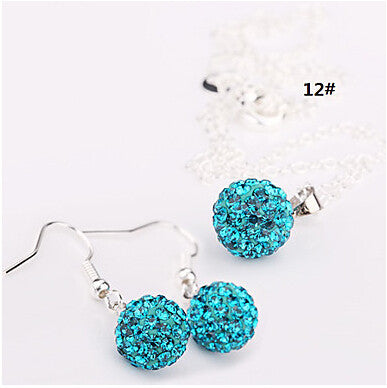 Hot New Jewelry Sets -  Crystal Pave Disco Ball Lever Back Earring & Pendant Necklace